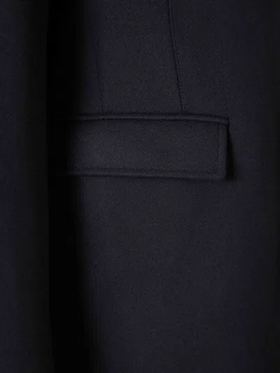 Herno Tailored Blue Wool Coat With Peak Lapel