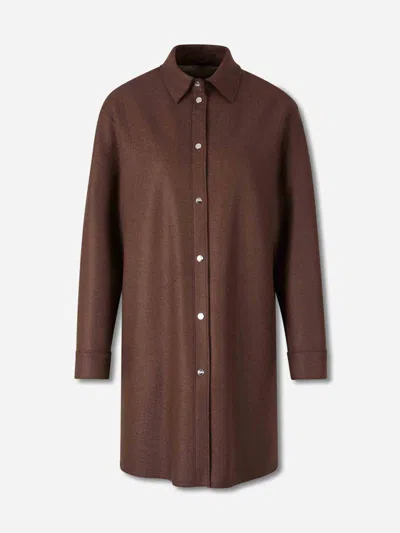 Herno Wool Snap-button Coat In Brown