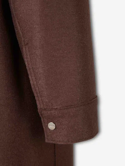 Herno Wool Snap-button Coat In Brown