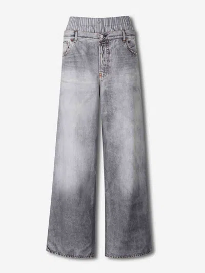 Acne Studios Printed Cotton Poplin Wide-leg Pants In Gray