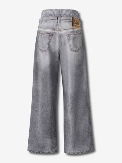 Acne Studios Printed Cotton Poplin Wide-leg Pants In Gray