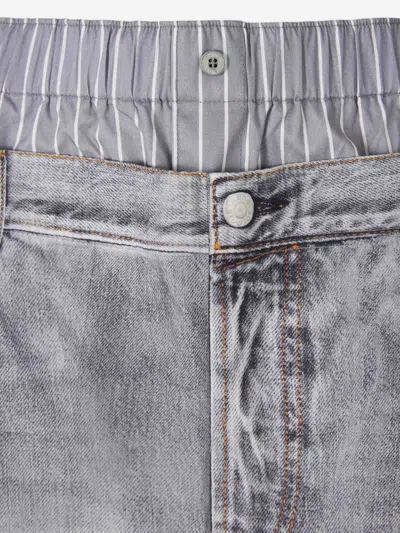 Acne Studios Printed Cotton Poplin Wide-leg Pants In Gray
