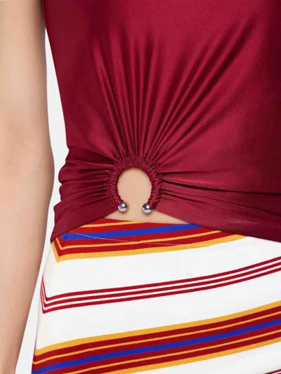Rabanne Stretch Viscose Top Metal Embellishments In Red