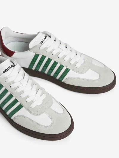 Dsquared2 White Leather Sneakers With Side Stripe Detailing In White