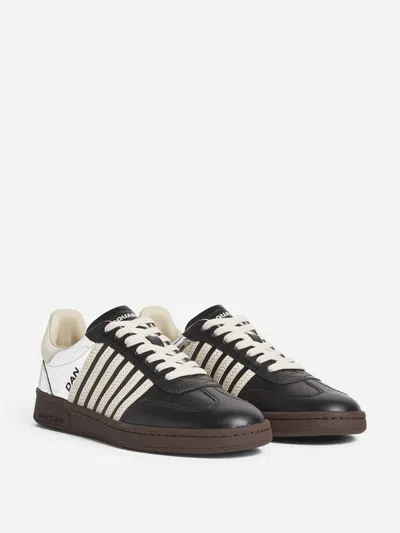Dsquared2 Boxer Leather Sneakers In Brown