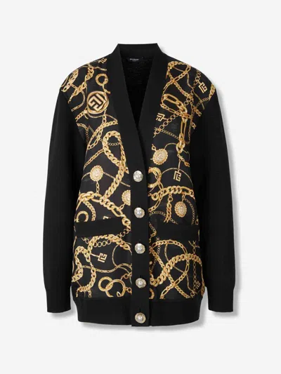Balmain Chain Print Silk And Wool Cardigan