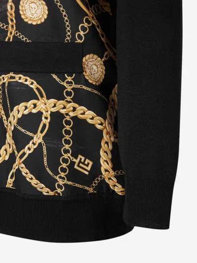 Balmain Chain Print Silk And Wool Cardigan