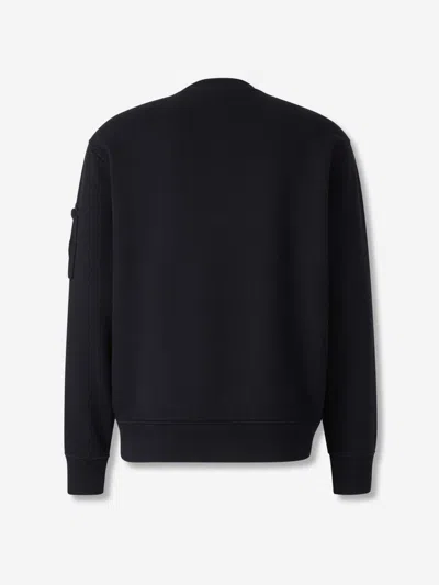C.p. Company Cp Company Diagonal Raised Fleece Crew Neck Lens Sweatshirt In Black