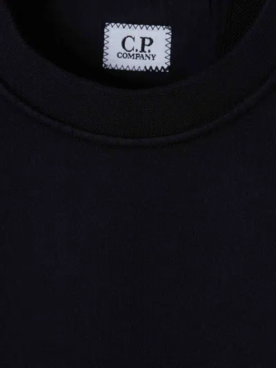 C.p. Company Cp Company Diagonal Raised Fleece Crew Neck Lens Sweatshirt In Black