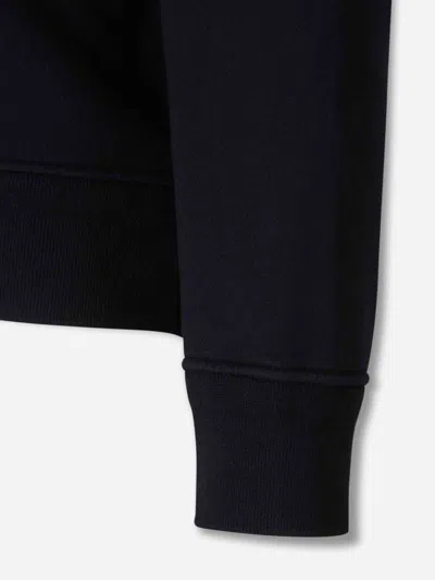 C.p. Company Cp Company Diagonal Raised Fleece Crew Neck Lens Sweatshirt In Black