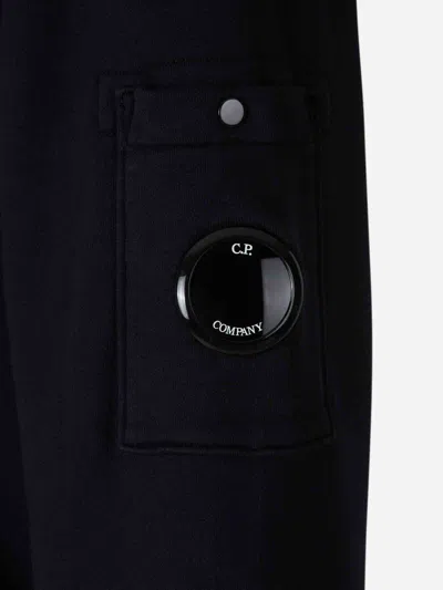 C.p. Company Cp Company Diagonal Raised Fleece Crew Neck Lens Sweatshirt In Black