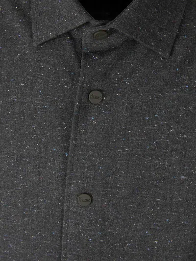 Herno Textured Wool Overshirt In Gray