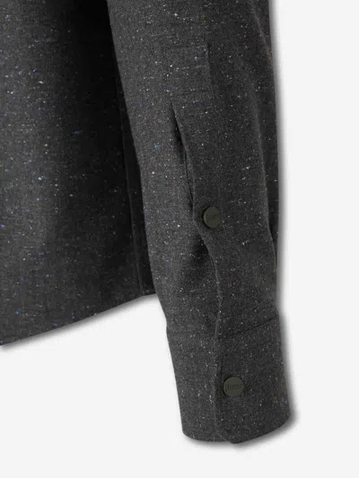 Herno Textured Wool Overshirt In Gray
