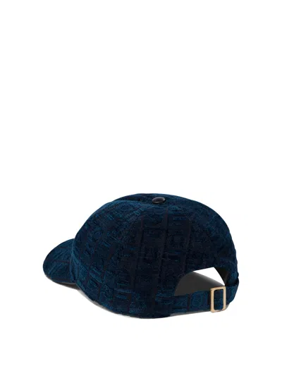 Ferragamo Embroidered Curved Brim Textured Fabric Hats