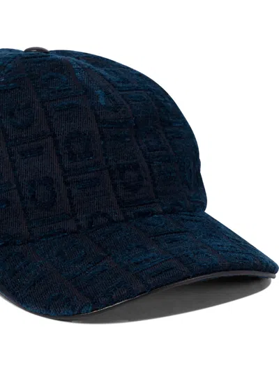 Ferragamo Embroidered Curved Brim Textured Fabric Hats