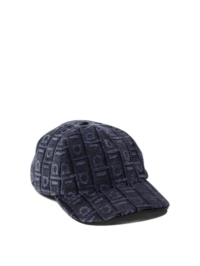 Ferragamo Structured Cap With Textured Geometric Pattern In Blue