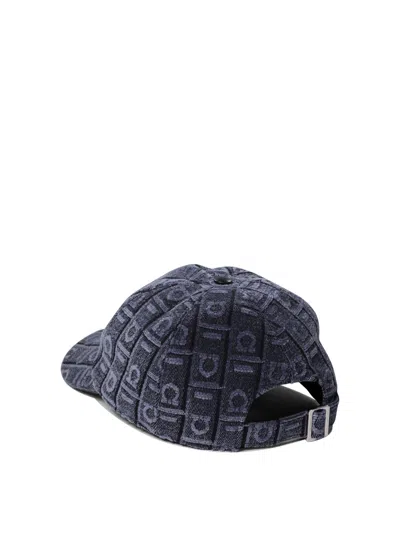 Ferragamo Structured Cap With Textured Geometric Pattern In Blue