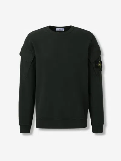 Stone Island Black Sweatshirt With Pockets And Compass Logo In Black