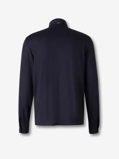 Herno Resort Polo Shirt In Soft Wool Knit In Blue