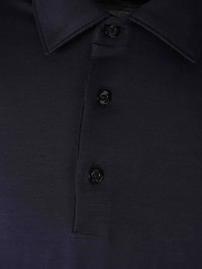 Herno Resort Polo Shirt In Soft Wool Knit In Blue