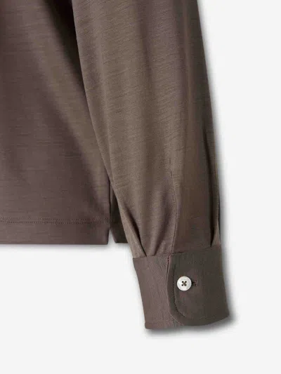 Herno Resort Polo Shirt In Soft Wool Jersey In Brown