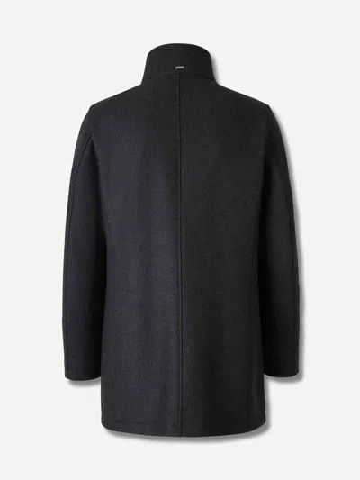 Herno Antracite Coat With Zip And Buttons Closure In Black