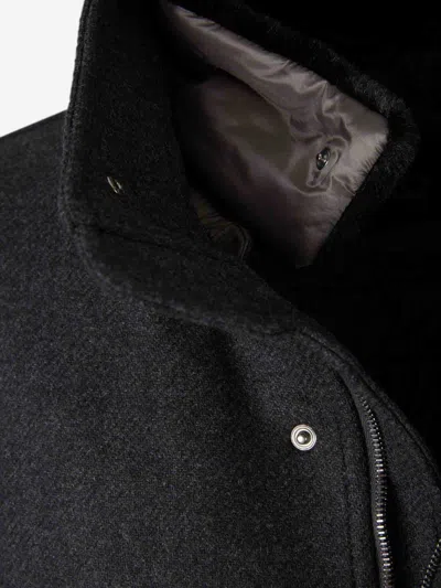 Herno Antracite Coat With Zip And Buttons Closure In Black