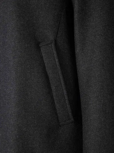 Herno Antracite Coat With Zip And Buttons Closure In Black