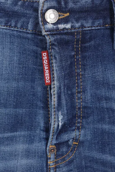 Dsquared2 Blue Jeans With Ripped Details And Logo Patch On The Rear