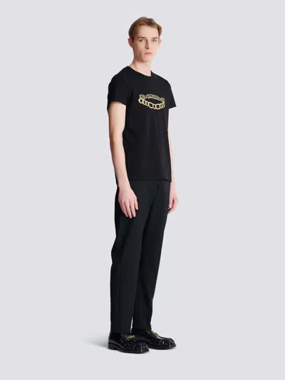 Balmain Black Crewneck T-shirt With Logo Print On The Front