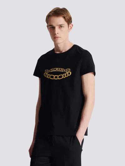 Balmain Black Crewneck T-shirt With Logo Print On The Front