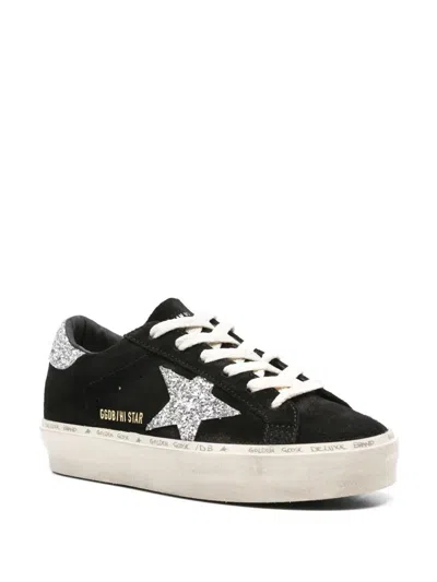 Golden Goose Hi Star Suede Sneakers With Glittered Star And Heel Tab Shoes In Black