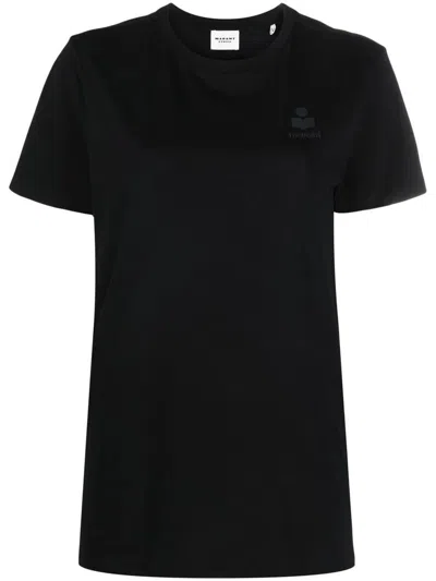 Isabel Marant Étoile Isabel Marant Etoile Aby Cotton T-shirt With Embroidered Logo In Black