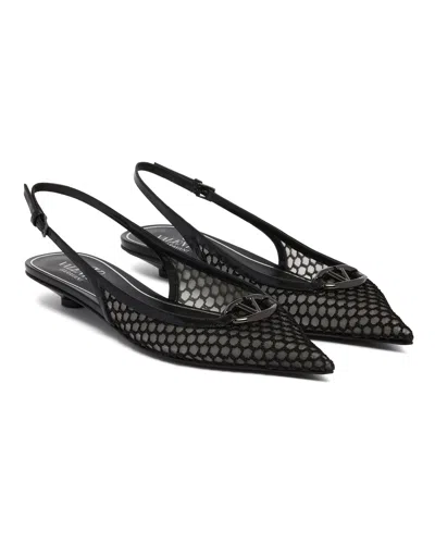 Valentino Vlogo Moon Leather Slingback Flats