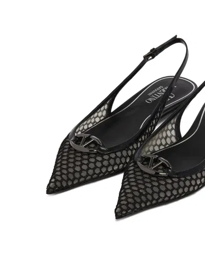 Valentino Vlogo Moon Leather Slingback Flats