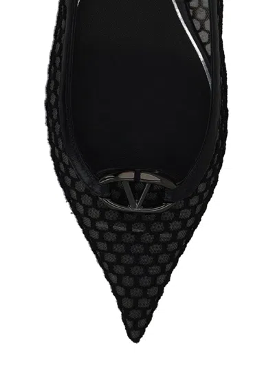 Valentino Vlogo Moon Leather Slingback Flats