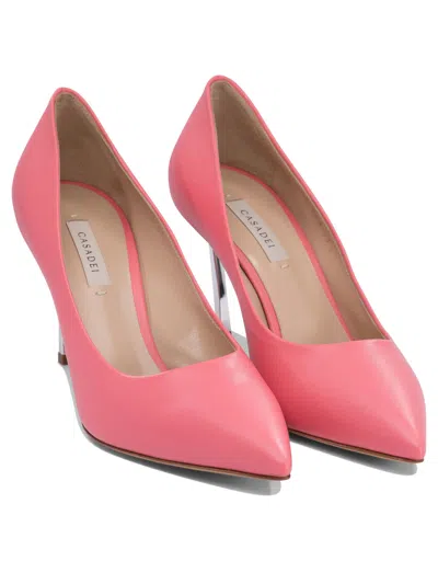 Casadei Pointed Toe Pink Leather Pumps In Pink