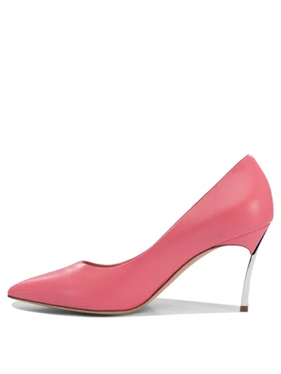 Casadei Pointed Toe Pink Leather Pumps In Pink