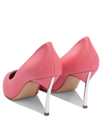 Casadei Pointed Toe Pink Leather Pumps In Pink