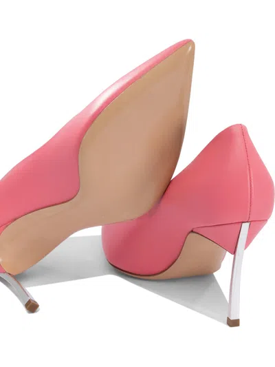 Casadei Pointed Toe Pink Leather Pumps In Pink