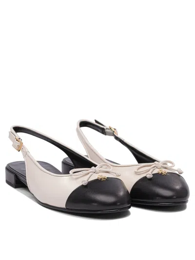 Tory Burch Ivory Leather Cap-toe Ballerinas In Neutral