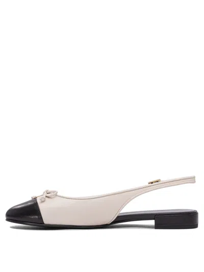 Tory Burch Ivory Leather Cap-toe Ballerinas In Neutral