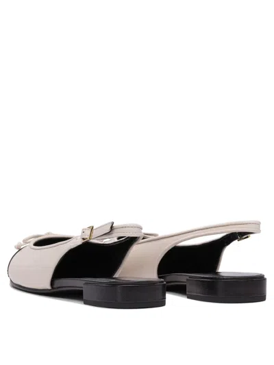 Tory Burch Ivory Leather Cap-toe Ballerinas In Neutral