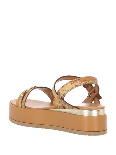 Alviero Martini Beige Geo Printed Sandal In Brown
