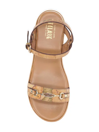 Alviero Martini Beige Geo Printed Sandal In Brown