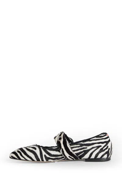 Aeyde Buckle Detail Zebra Pattern Ballerina Shoes
