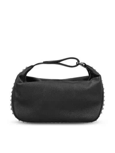 Christian Louboutin Funky Empire Spike Dopp Leather Top Handle Pouch In Black