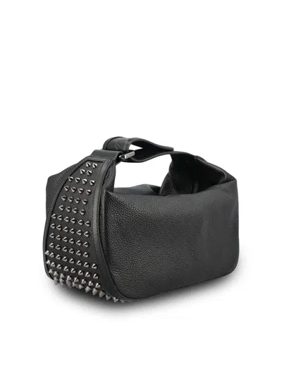Christian Louboutin Funky Empire Spike Dopp Leather Top Handle Pouch In Black