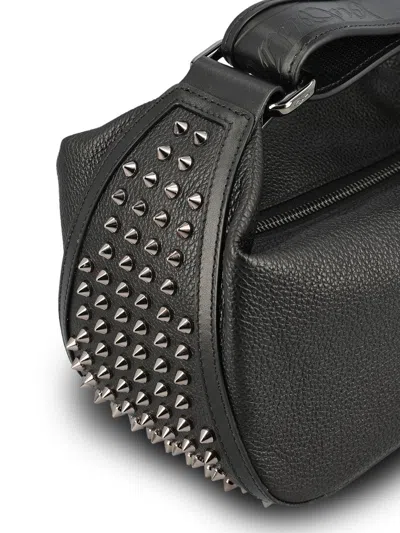 Christian Louboutin Funky Empire Spike Dopp Leather Top Handle Pouch In Black