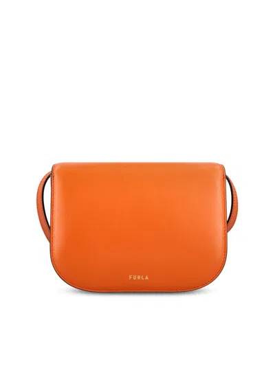 Furla Structured Carrot Orange Shoulder Bag